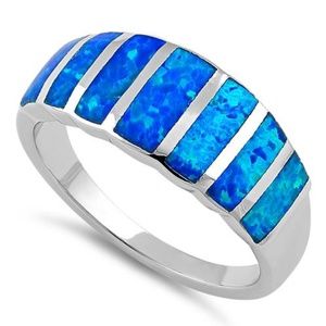 Sterling Silver Blue Australian Opal Ring